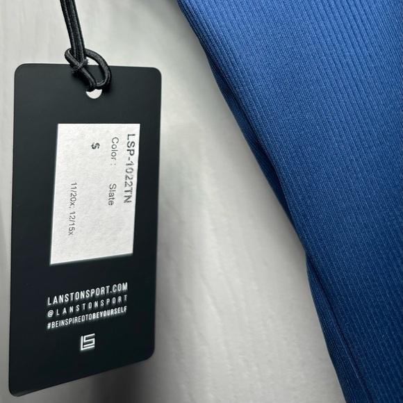 NWT LANSTON SPORT Train Cami Bra Tank- Slate Blue/ Size Small - Picture 6 of 6